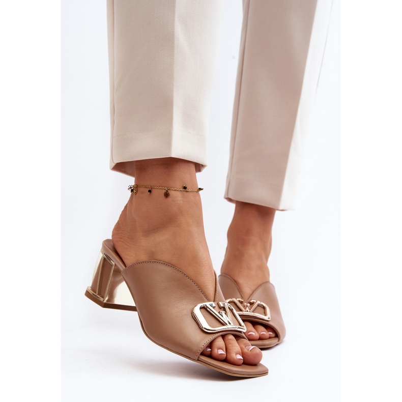 Chanclas Mujer Tacón Elegantes Laura Messi 2771 Beige 1