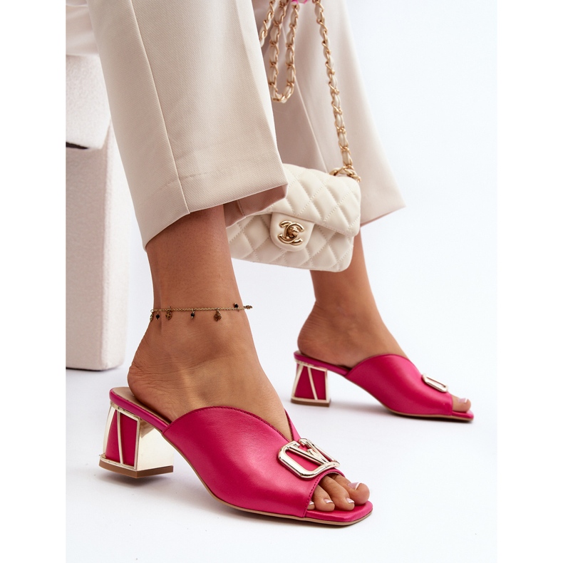 Chanclas Mujer Tacón Elegantes Laura Messi 2771 Fucsia rosado 1