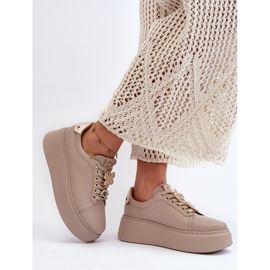 Deportivas Mujer Piel Con Adornos CheBello 4292 Beige 6