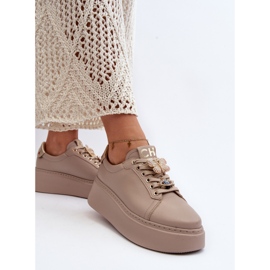 Deportivas Mujer Piel Con Adornos CheBello 4292 Beige 8