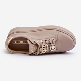 Deportivas Mujer Piel Con Adornos CheBello 4292 Beige 9