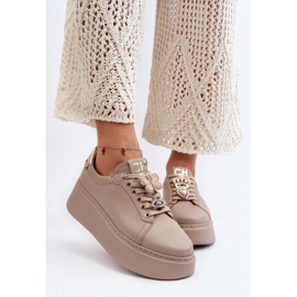 Deportivas Mujer Piel Con Adornos CheBello 4292 Beige 11
