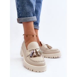 Mocasines Mujer Piel con Flecos CheBello 3096 Beige 10