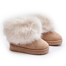 Botas de nieve aislantes con pelo para niños, beige Nohie 6