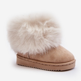 Botas de nieve aislantes con pelo para niños, beige Nohie 3