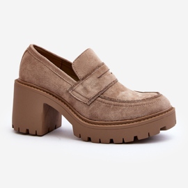 Zapatos de mujer con tacón grueso Caqui Feneli beige 1 Zapatos de mujer con tacón grueso Caqui Feneli beige 1
