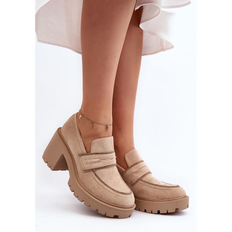 Zapatos de tacón grueso de mujer Feneli beige 2