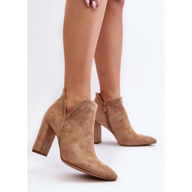 Botines Mujer Tacón Alto Abertura Beige Kerestia 4