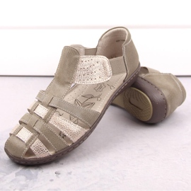Sandalias de mujer de piel beige y dorada, T.Sokolski 1