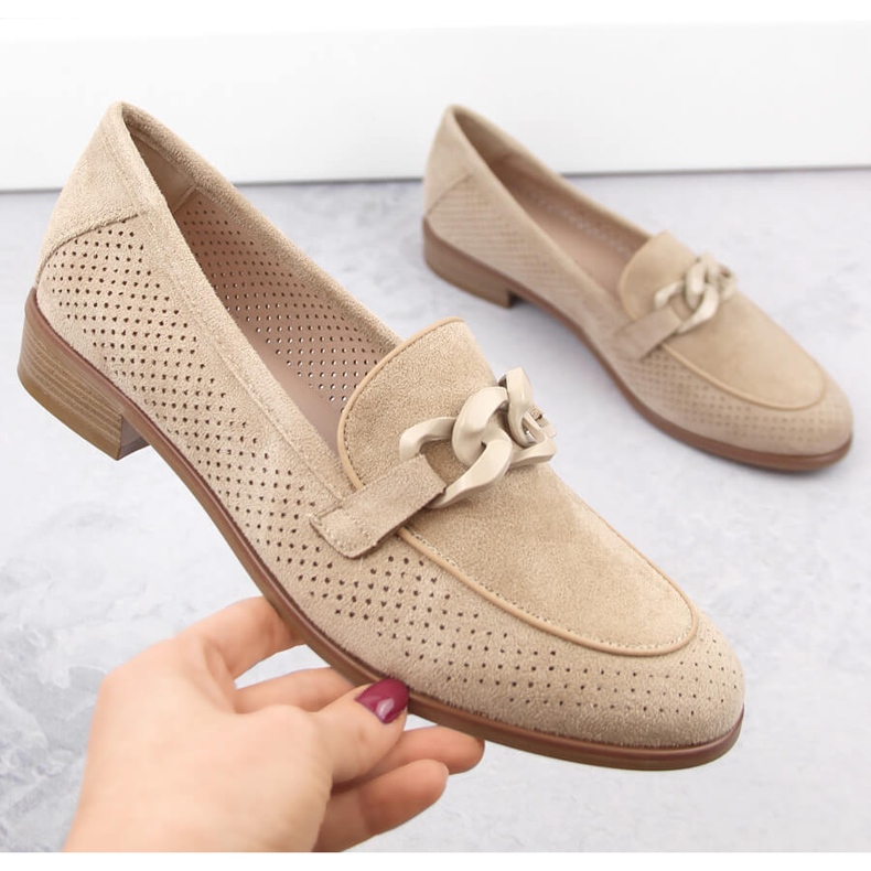 Zapatos de tacón mujer ante calado beige Potocki SZ12052 1