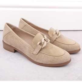 Zapatos de tacón mujer ante calado beige Potocki SZ12052 2