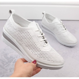 Zapato cuña deportivo mujer piel calado blanco T.Sokolski W24-150 1