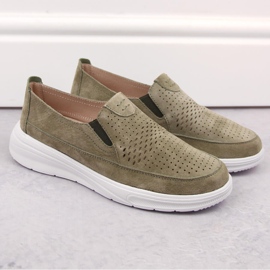 Zapato deportivo sin cordones para mujer calado en piel, verde T.Sokolski 278 1