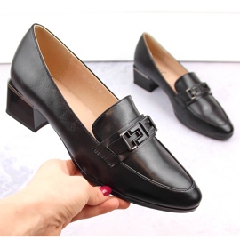 Zapatos de mujer de tacón bajo, negro, Vinceza 58274 1