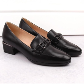 Zapatos de mujer de tacón bajo, negro, Vinceza 58274 2