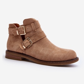 Botas Planas Mujer Con Tiras Beige Melviana 2