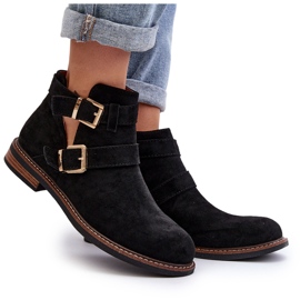 Botas Planas De Mujer Con Tiras Negro Melviana 10