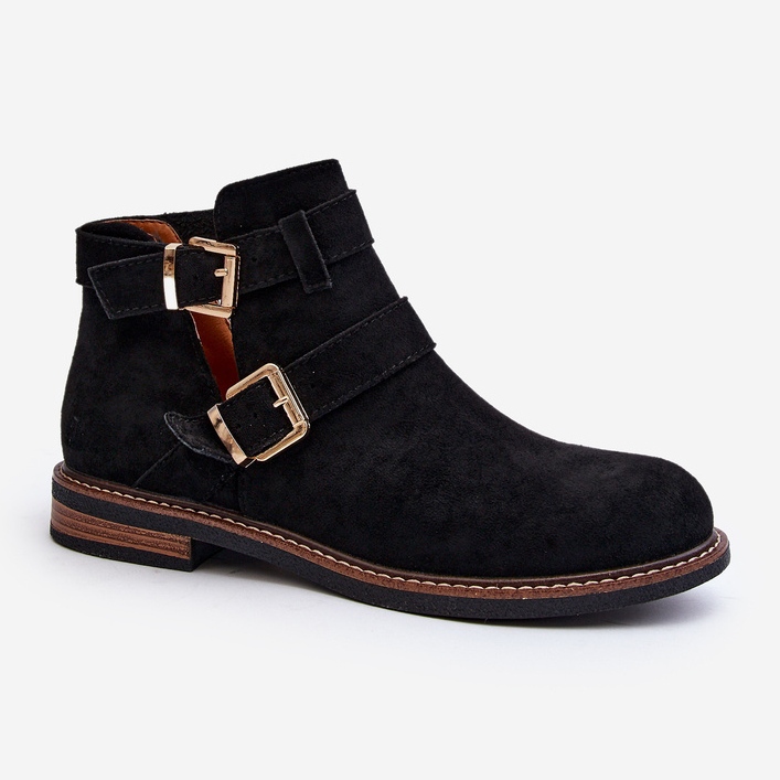 Botas Planas De Mujer Con Tiras Negro Melviana 2