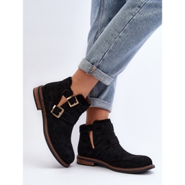 Botas Planas De Mujer Con Tiras Negro Melviana 4