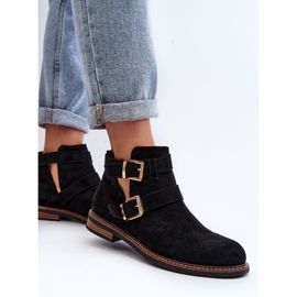 Botas Planas De Mujer Con Tiras Negro Melviana 5