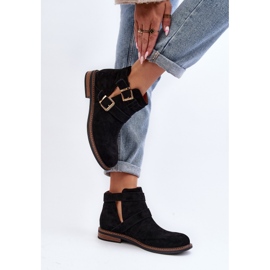 Botas Planas De Mujer Con Tiras Negro Melviana 6