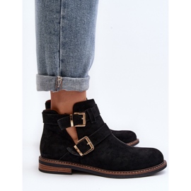 Botas Planas De Mujer Con Tiras Negro Melviana 8