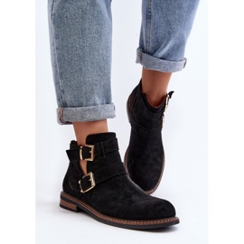 Botas Planas De Mujer Con Tiras Negro Melviana 9