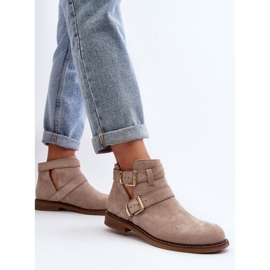 Botas Planas Mujer Con Tiras Beige Claro Melviana 7