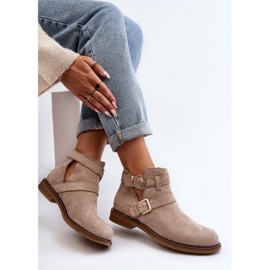 Botas Planas Mujer Con Tiras Beige Claro Melviana 9