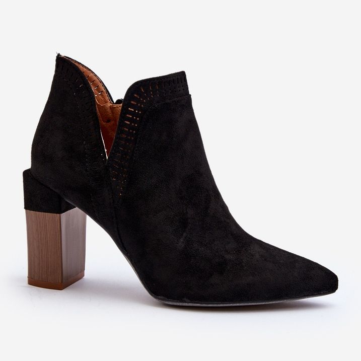 Botines negros de tacón alto Vailen con estampado calado 1 Botines negros de tacón alto Vailen con estampado calado 1