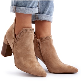 Botines Vailen Beige De Tacón Alto Con Estampado Calado 9