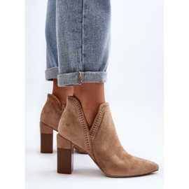 Botines Vailen Beige De Tacón Alto Con Estampado Calado 5