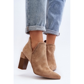 Botines Vailen Beige De Tacón Alto Con Estampado Calado 6