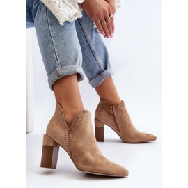 Botines Vailen Beige De Tacón Alto Con Estampado Calado 8