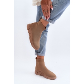 Zapatillas Deportivas Mujer con Calcetín Beige Zirila 3