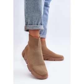 Zapatillas Deportivas Mujer con Calcetín Beige Zirila 4
