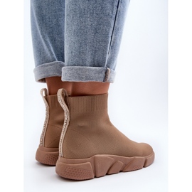 Zapatillas Deportivas Mujer con Calcetín Beige Zirila 6