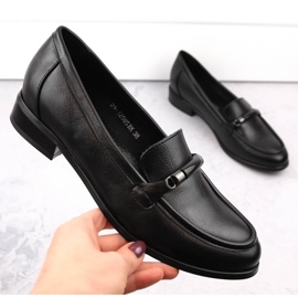 Zapatos de mujer negros de tacón bajo Potocki SZ12065 1