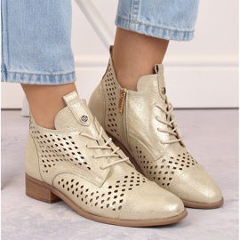 Botines mujer calados dorados Potocki SZ12091 beige 3