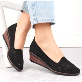 Zapatos cuña mujer ante calado negro Potocki SZ12306 4