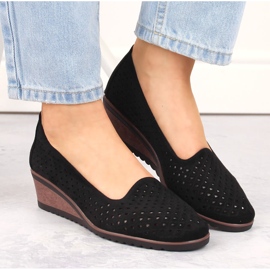 Zapatos cuña mujer ante calado negro Potocki SZ12306 6