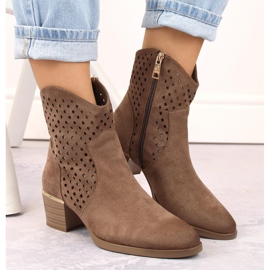Botas cowboy mujer ante calado marrón Vinceza 58239 3