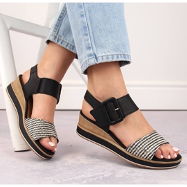 Sandalias cuña cómoda piel con velcro Remonte D6453-01 negro 10
