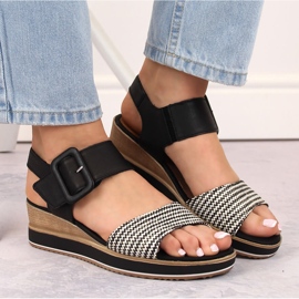 Sandalias cuña cómoda piel con velcro Remonte D6453-01 negro 12