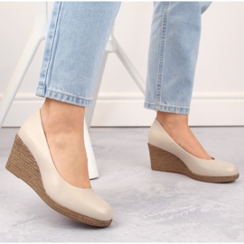 Zapatos cuña mujer beige Potocki SZ12024 4