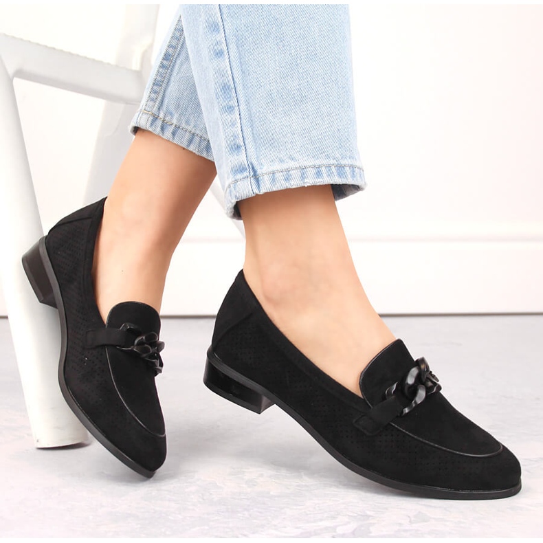 Zapatos tacón mujer ante calado negro Potocki SZ12052 1