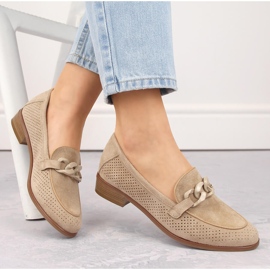 Zapatos de tacón mujer ante calado beige Potocki SZ12052 5