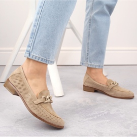 Zapatos de tacón mujer ante calado beige Potocki SZ12052 6