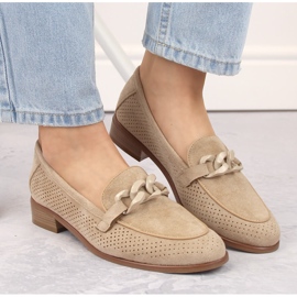Zapatos de tacón mujer ante calado beige Potocki SZ12052 7