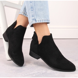 Botas mujer ante tacón bajo calado, negro Potocki SZ12307 4